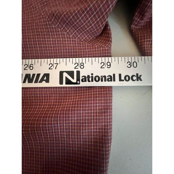 Roundtree & Yorke Mens 3XLT Shirt Maroon Plaid Long Sleeve Button Down Easy Care - Picture 6 of 7